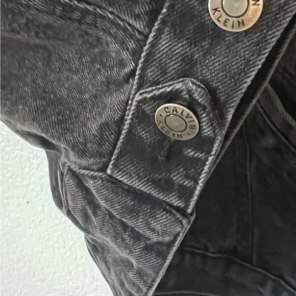 VTG Men’s Large 80s Calvin Klein Black Jean Jacket Core Basics MTV Clubbing - Picture 7 of 9